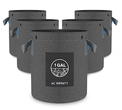 AC INFINITY HEAVY DUTY REUSABLE FABRIC POTS, 1 GALLON, 5-PACK